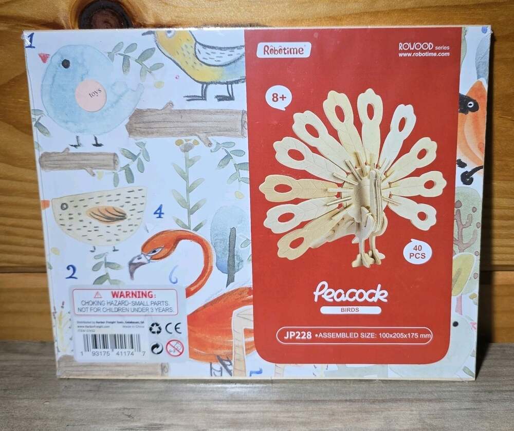 Peacock Puzzel 40 Piece 3 D Puzzle (Robotime, Rowood Series) JP228 Wood NEW